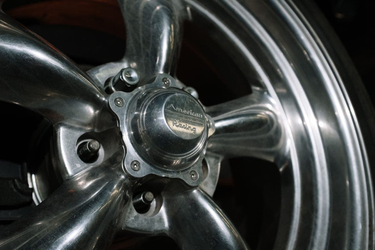 Close-up of a chrome car wheel